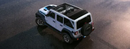 New Jeep Wrangler Hybrid Rental in Paros - Unlimited Sahara 4Xe Cabrio